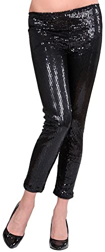 W WIDMANN MILANO Party Fashion - Paillettenleggings für Damen, glänzende Disco Leggings im 70er Jahre Stil, für Karneval, Party Outfit