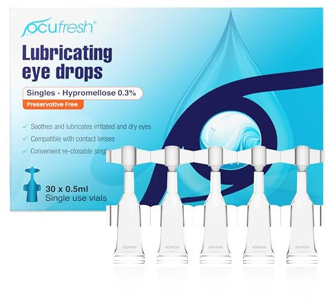 Ocufresh Hypromellose Eye Drops Preservative Free - Treat Itchy Eyes, Refresh, Dry Eyes, Relieve Tired and Sensitivity to Light, 0.5ML Single Dose [Pack of 30]
