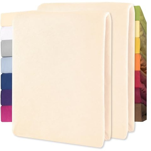 CelinaTex Jersey Spannbettlaken Lucina für Kids Doppelpack 60x120-70x140cm Natur beige 100% Baumwolle gekämmt superweich Spannbettbezug, Leintuch, Bettlaken, elastisch, Strech, Oeko-Tex