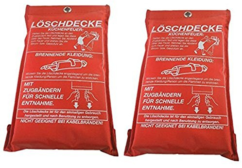 Timtina 2 Stück Löschdecke Brandschutzdecke 1x1 m nach DIN EN 1869 Feuerlöschdecke (2)