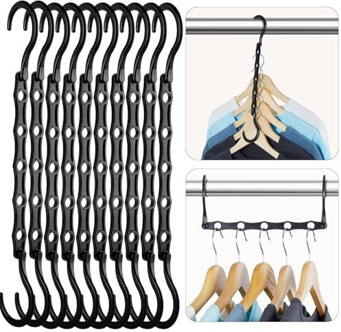 House Day Magiska Flerfunkionella Utrymmessparande Klädhängare, Svart, Paket med 10