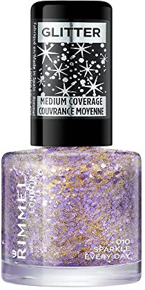 Rimmel London Glitter Nail Polish Top Coat, Sparkle Every Day, 8 ml