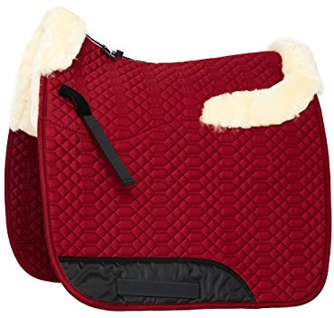 Engel Reitsport | SCHABRA4-VSS-BOR-MED | Schabracke | Lammfell im Sattelbereich - Half Lined | Steppstoff | Fellkranz vorne & hinten | Vielseitigkeit | Stoff Bordeaux rot Fell med.