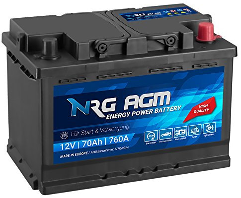 NRG AGM Autobatterie 70Ah 760A/EN 12V Start Stop Plus VRLA Batterie N70AGM