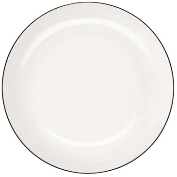 ASA à Table Ligne Noire Dessertteller aus Fine Bone China in der Farbe Weiß mit schwarzer Linie Handbemalt, Maße: 14,5cm x 14,5cm, 1906113