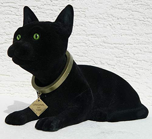 RAKSO Wackel Figur Katze Wackelfigur Höhe 17 cm groß schwarz Dekofigur mit Wackelkopf Gartendeko Garten Dekofigur Gartenskulptur