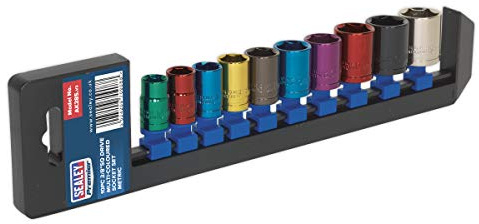 Sealey AK285 Multi-Coloured Socket Set 10pc 3/8 Sq Drive 6pt WallDrive® Metric