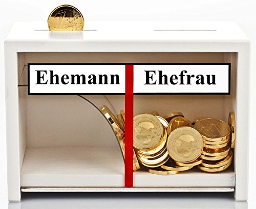 Ehespardose | Lustige Spardose Hochzeit | Hochzeitsgeschenke für das Brautpaar | Polterabend Geschenk Hochzeit Ehepaar | Hochzeitskasse Hochzeitsspardose | Geldgeschenk (Ehemann Ehefrau Weiß)