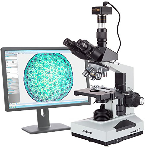 AmScope T490B-5M Microscope trinoculaire de laboratoire 40X-2000X avec appareil photo 5 Mpx