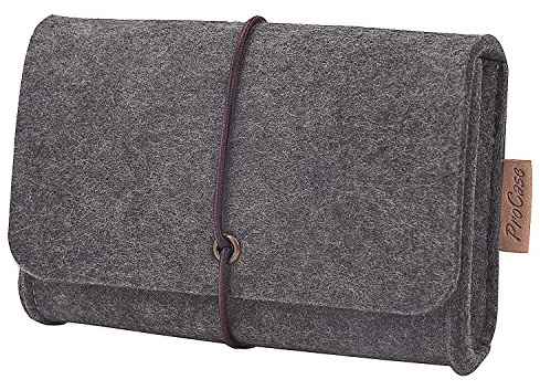 ProCase Filz Aufbewahrungsbox Tasche Zubehör Organizer für MacBook Laptop Maus Netzteil Kabel Computer Elektronik Mobiltelefon Zubehör Ladegerät SSD HHD -Silber Grau