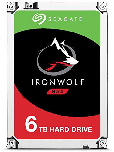 Seagate ST6000VN0041 IronWolf 6 TB 3.5 inch Internal Hard Drive for 1-8 Bay NAS Systems (7200 RPM, 128 MB Cache up to 195 MB/s, 180 TB/Year Workload Rate)