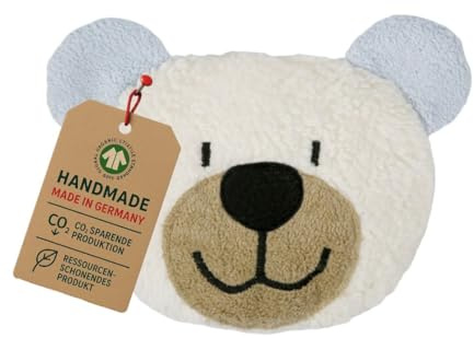 Efie épeautre Grain de culture biologique contrôlée Coussin chauffant Teddy, bleu clair, 100% fabriqué en Allemagne