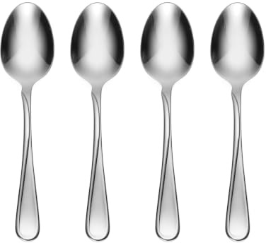 Oneida Silverware Set, Flight Everyday Flatware Dinner Spoons Set, Service For 4, Rust Resistant 18/0 Stainless Steel, Dishwasher Safe, Mirror Finish, Home And Kitchen Utensils Sets (Silver, 4 Piece)