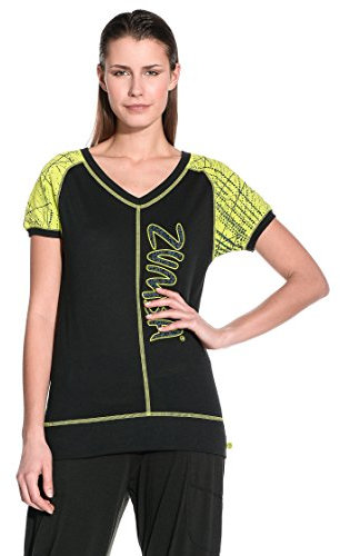 Zumba Fitness Message in a Bubble - Maglietta da Donna, Nero (Nero -Sew Black), S