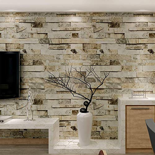 HANMERO Papier Peint Motif de Brique Pierre Vinyle 3D pour Chambre Salon TV Fond-0.53M* 10M-4 Couleurs au Choix