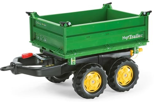 Rolly Toys rollyMega Trailer Anhänger (für Kinder von 2,5 bis 5 Jahren, Dreiseitenkipper, Heckkupplung, Zweiachsanhänger) 122004