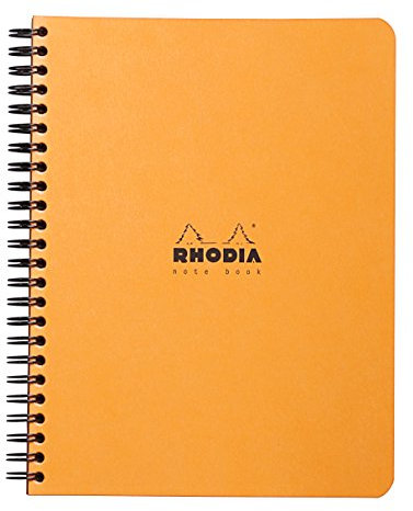 RHODIA 19342C - Cahier à Spirale (Reliure Intégrale) Notebook Noir ou Orange - A5+ 16 x 21 cm - Petits Carreaux - 160 p Détachables - Papier Blanc 80 g/m² - Couverture Souple et résistante