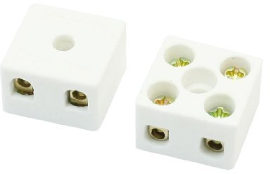 sourcing map 2 Salidas 10A Cerámica Terminal Bloques Alta Temp Porcelana Cerámica Conectores para Eléctrico Alambre Cable 2uds