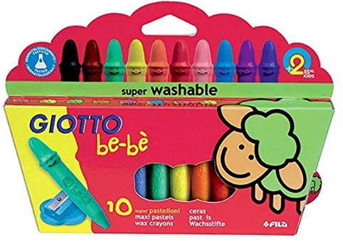 GIOTTO Be-bè - Confezione da 10 Pastelloni a Cera Colorati, 10 Colori Assortiti