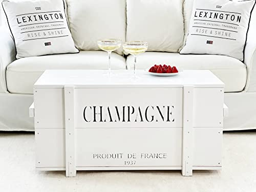 'Uncle Joe S 75772 Coffre Table Basse boîte en Bois Champagne, Vintage, Shabby Chic Bois 98 x 55 x 46 cm Blanc