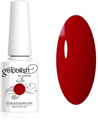 Vishine Smalto Semipermente per Unghie in Gel UV LED Smalti per Unghie Colori per Soak Off Manicure e Pedicure 8ml 1pzs - Rosso #1535