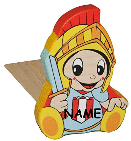 alles-meine.de GmbH Türstopper/Fensterstopper/Unterlegkeil - aus Holz - Ritter incl. Namen - Türkeil/Klemmschutz/Türpuffer/Holztürstopper - Kinderzimmer - Tür - für Kin..
