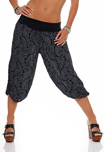 Malito Donna Pantaloni Pump Harem Pantaloni Aladdin Baggy 8581 (Nero)