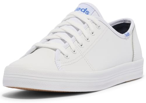 Keds womens Kickstart Leather Sneaker, White/Blue, 7 US