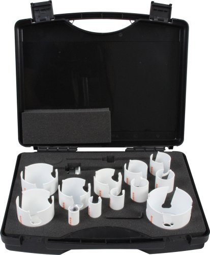 Projahn Koffer mit HM TCT Multilochsägen jede 1 Stück 19/22/25/32/35/40/44/51/57/64/68/76 mm, inklusive 2 Adaptern, jede 1x HSS und TCT Zentrierbohrer sowie 1x Winkelstiftschlüssel 60591