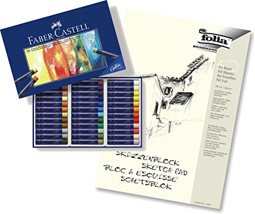 Faber-Castell Permanente Ölpastellkreide Studio Quality 36er Etui + A4 Skizzenblock