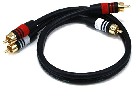 Monoprice 1.5ft Premium 2 RCA Plug/2 RCA Plug M/M 22AWG Cable - Black - (105346)