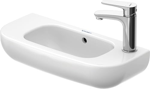 Duravit D-Code Handwaschbecken, mit Hahnloch links, mit Überlauf, 500x220x135mm, Weiß Hochglanz, 0706500009