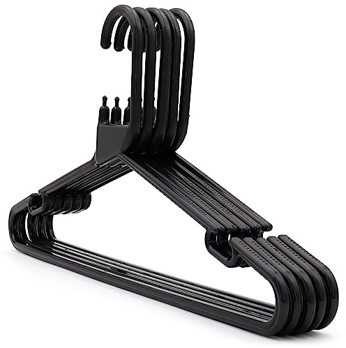 The Hanger Store 20 Black Plastic Heavy Duty Coat Hangers for Clothes | Strong Coat hangers, Adult Coat Hangers with Trouser Bar and Notches Suitable for Jackets, Suits, T-Shirts, Trousers