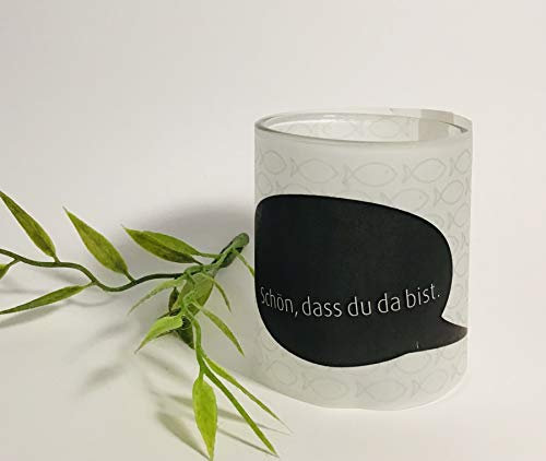10 Mini Tischlichter Konfirmation, Kommunion, Erstkommunion, Tischschmuck Tisch Zuschnitte DekorationSchön, dass du da bist Motiv Sprechblase