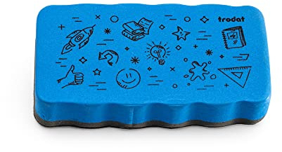 Trodat Radierschwamm für Whiteboards – magnetisch haftend, Zeichnungen von Markern und Stiften trocken abwischen – Größe 10,5 x 5,5 x 1,8 cm, Blau