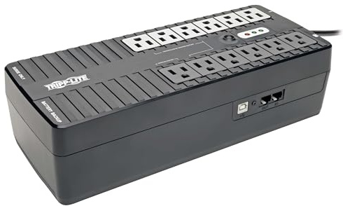 Tripp Lite 750VA UPS Battery Backup Surge Protector Efficient Energy-Star Certified, AVR, 12-Outlet Uninterruptible Power Supply, Dataline Protection, 3-Year Warranty & 100,000 Insurance (ECO750UPS)