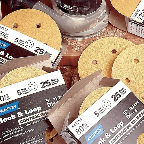 Norton MultiSand Lot de 25 disques abrasifs auto-agrippants à boucle pour bois, métal et fibre de verre, grain 320, disques abrasifs de 12,7 cm avec crochet et boucle