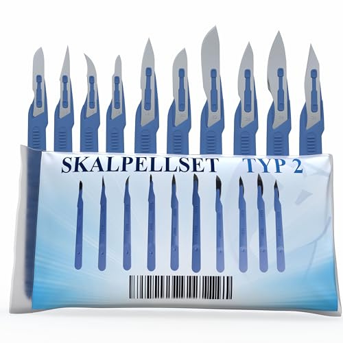 Horn Medical Einweg Skalpell Set Typ II (10er Set) - Jeweils 1 Skalpell steril in den Größen/Figuren 10, 11, 12, 15, 18, 20, 22, 23, 24 und 25