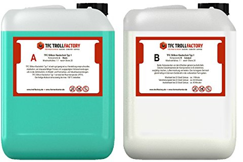 TFC Silikon Kautschuk Typ 1 - Hochdetailliertes Abformsilikon 10 KG - 2 Komponenten Silikon zur Herstellung von Silikonformen oder zum Gießen - Optimal für Objekte bis zu 30 cm