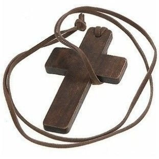 Wooden Cross Necklace Christianity Jewellery Fashion Religion Leather