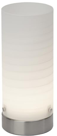 Lightbox LED Tischlampe mit warmweißem Licht (3000 K) & Schalter & | LED Tischlampe mit warmweißem Licht - Dekorative Tischleuchte mit Schalter - Glas/Metall Eisen/Weiß - Höhe 20cm