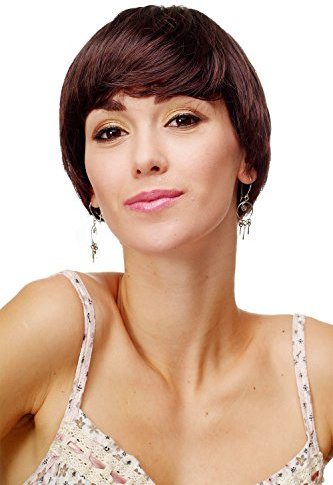 WIG ME UP - 81033-2T33 Damenperücke Perücke kesse Kurzhaarfrisur kurz glatt Bob Braun Mahagoni Mix