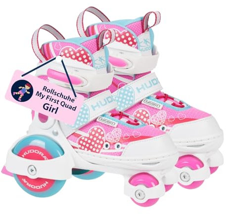 HUDORA Rollschuh My First Quad in versch. Größen & Farben - hochwertige Rollschuhe für Kinder bis 20kg - Kinder Rollschuhe größenverstellbar - sichere Einsteiger-Rollerskates mit großen Rollen