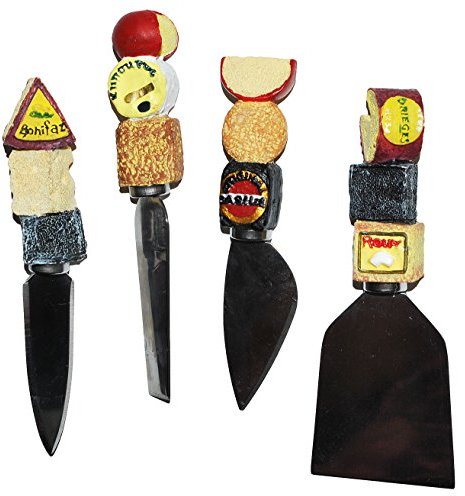 alles-meine.de GmbH 4 Stück Käsemesser - Edelstahl mit Käse Griff aus Kunstharz - Buffet Parmesanmesser - Design Italien - Käseschneider - kleine Messer für Käse