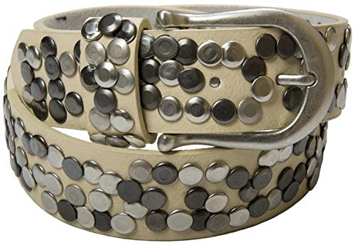 styleBREAKER Damen Nietengürtel 4 cm | Kunstleder mit bunten Nieten | Halbrunde Metallschnalle | Vintage Look für Jeans | Kürzbar
