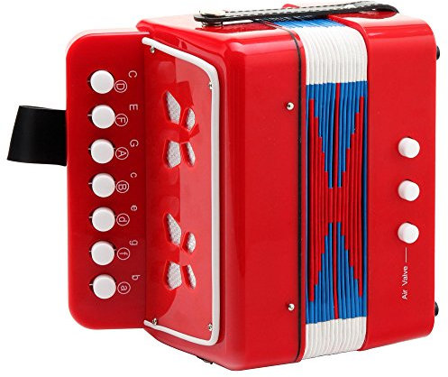 Classic Cantabile Bambino Rosso Kinder Akkordeon (ab 3 Jahre, mit 7 Noten Tasten, 2 Bässe, Rot)