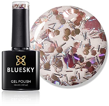 Bluesky Gel Nail Polish, Flirt Sp16, Alabaster, Glitter, Pale, Transparent, White Long Lasting, Chip Resistant, 10 ml (Requires Drying Under UV LED Lamp)