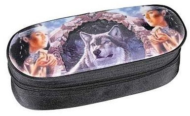 Federmäppchen Woman Wolve super praktisch für Stifte Schmuck und Kleinigkeiten, Federtasche, Federmappe Jungen & Mädchen, Schlamper-Mäppchen, Schlamper-Etui, Stifteetui, Schulmäppchen