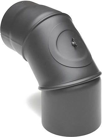 raik Rauchrohrbogen/Ofenrohrbogen 3-teilig drehbar 0-90° 130 mm Durchmesser mit Reinigungsöffnung Stahlblech 2 mm Gussgrau SH031-130-gg