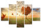 Quadro Moderno 5 Pezzi In Legno Vogue 66x115 Cm Foglie Al Vento